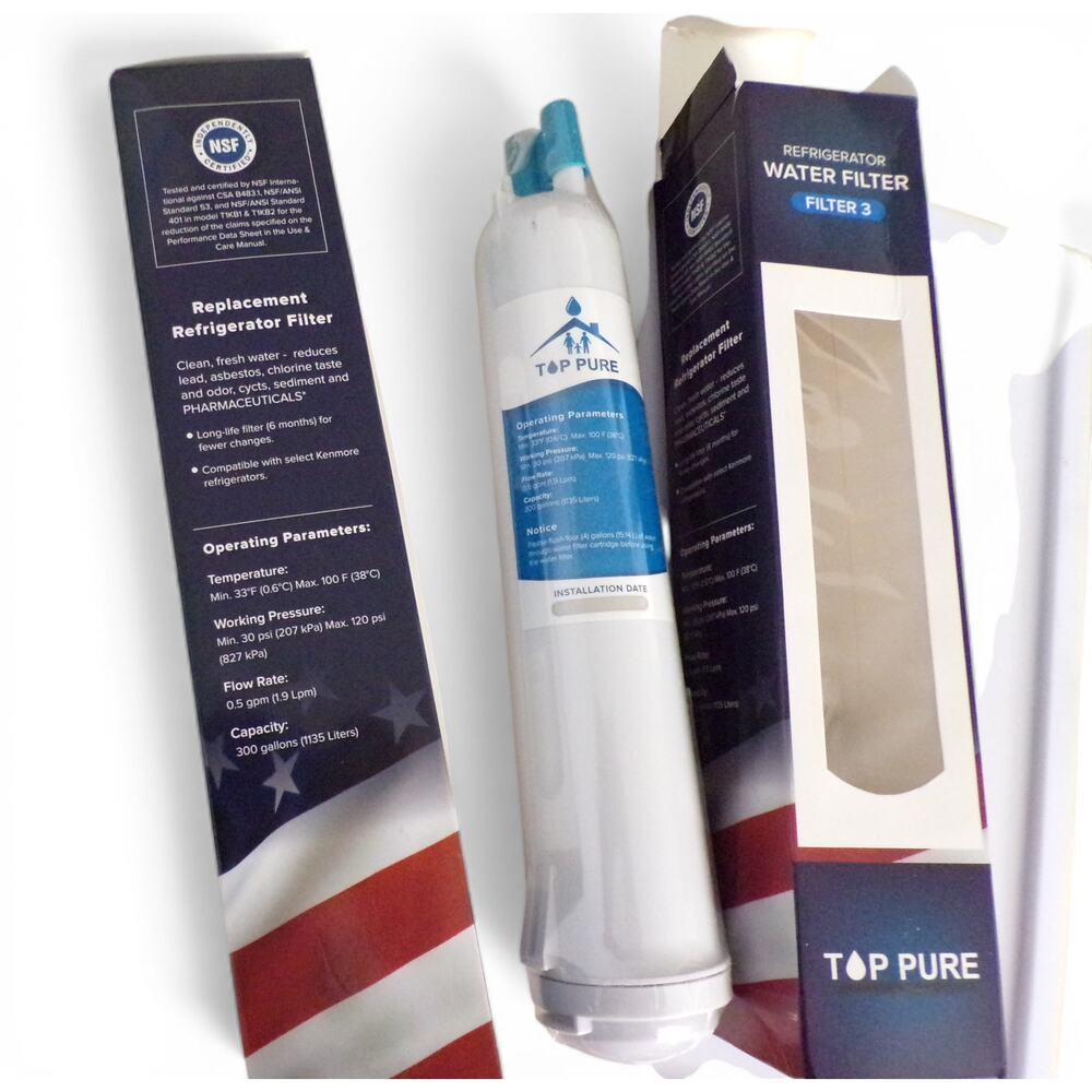 (2) Top Pure #3 Replacement Refrigerator Filters New Sealed Boxes Show Wear - Picture 3 of 6